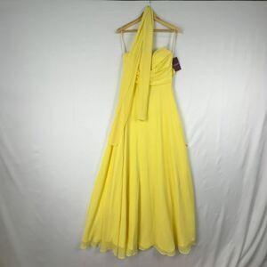 CD Strapless Chiffon Dress w/ Scarf Accessory & Lace Up Back